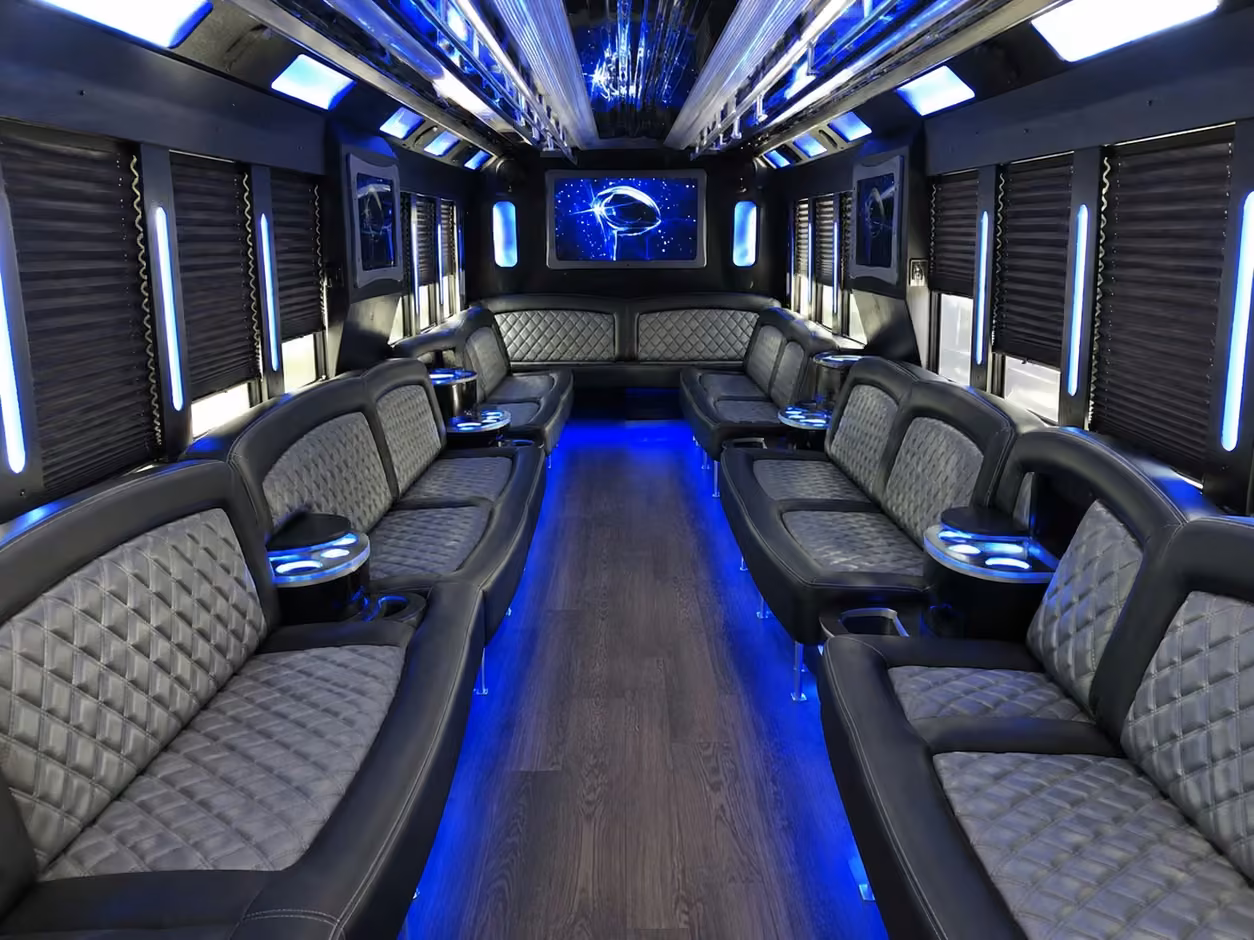 15 passenger party bus interior